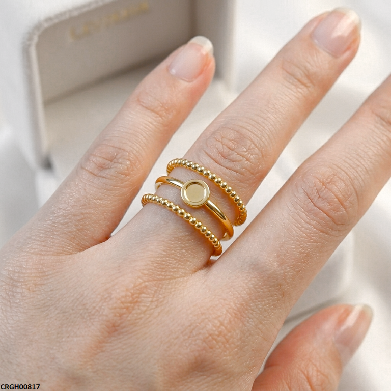 Stainless Steel Round Triple Layer Ring Adjustable - CRGH