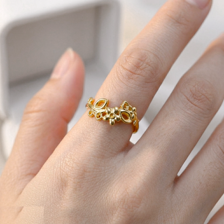 Stainless Steel Petal Flower Ring Adjustable - CRGH