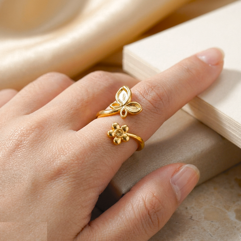 Stainless Steel Butterfly/Flower Ring Adjustable - CRGH