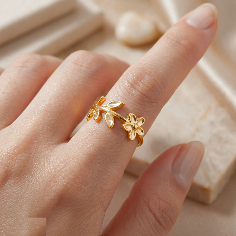 Flora Flower Stainless Steel Ring Adjustable - CRGH