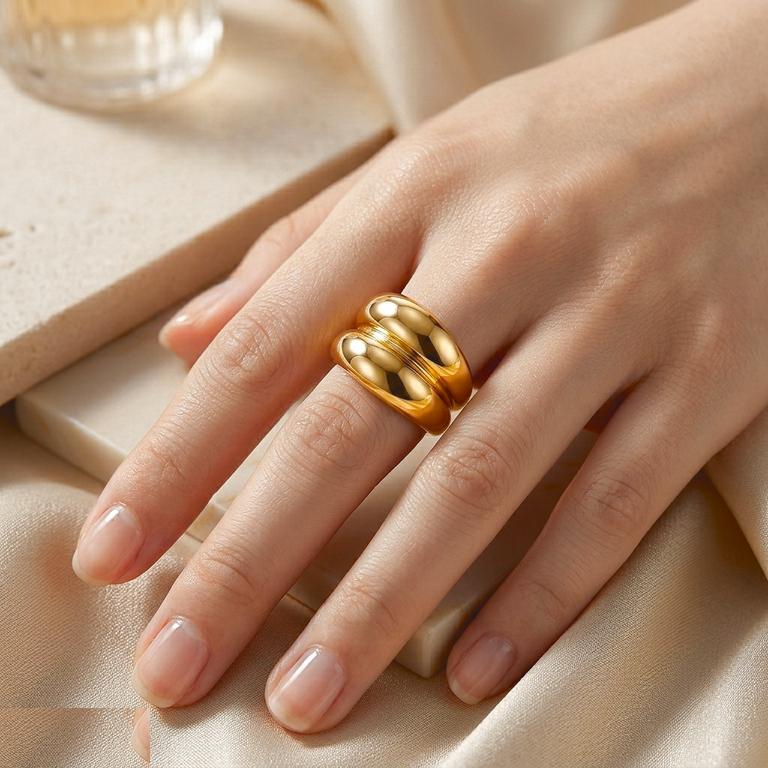 Wide Dome Stainless Steel Ring Adjustable - CRGH