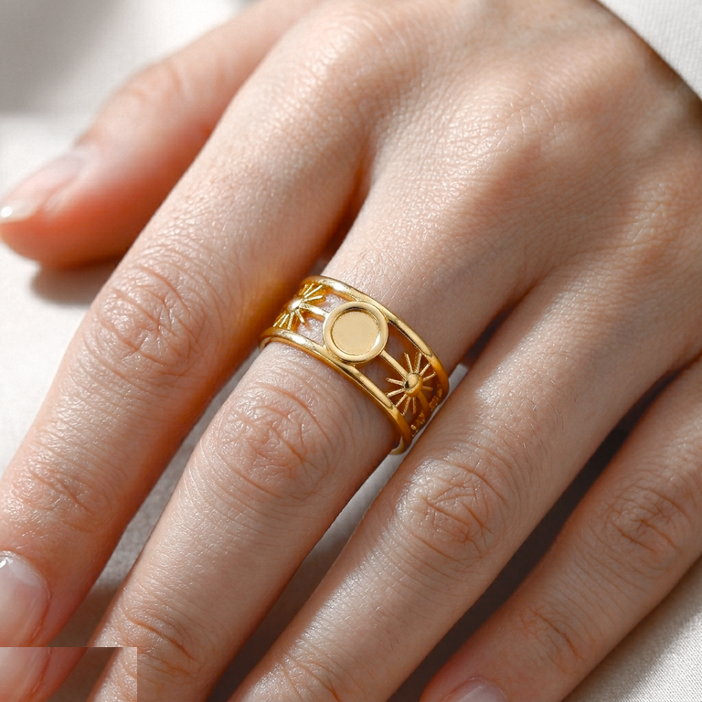 Star Burst Stainless Steel Ring Adjustable - CRGH