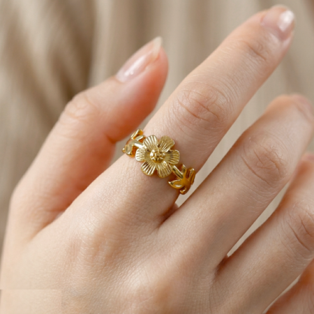 Sunflower Stainless Steel Ring Adjustable - CRGH