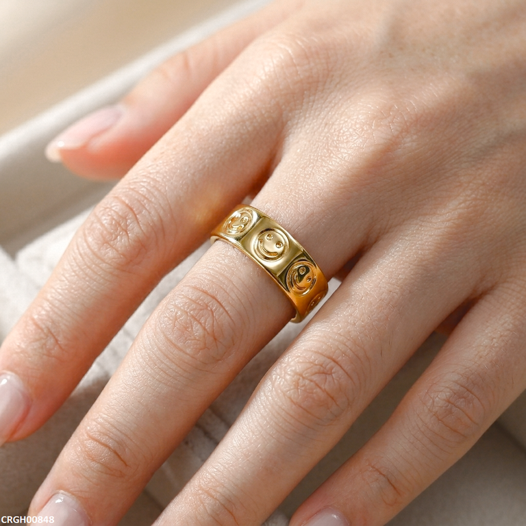 Smile Emoji Stainless Steel Ring Adjustable - CRGH