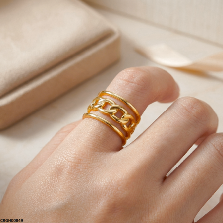 Link Chain Stainless Steel Ring Adjustable - CRGH