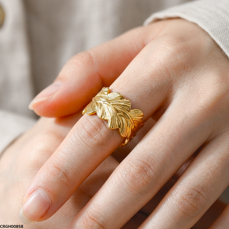 Round Leaf Stainless Steel Ring Adjustable - CRGH