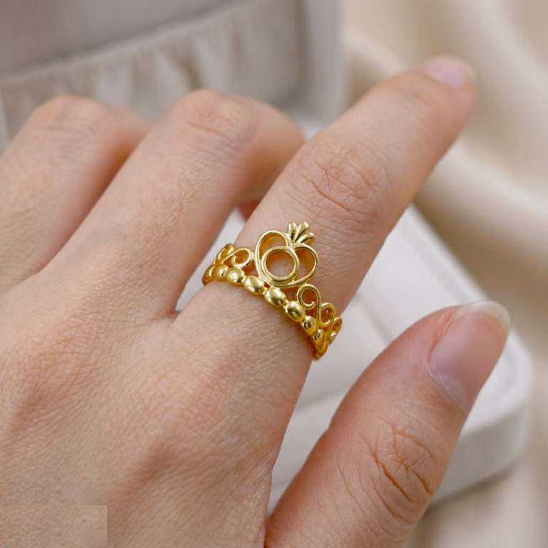 Heart Crown Stainless Steel Ring Adjustable - CRGH