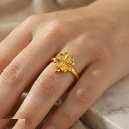 Clover Flower Stainless Steel Ring Adjustable - CRGH