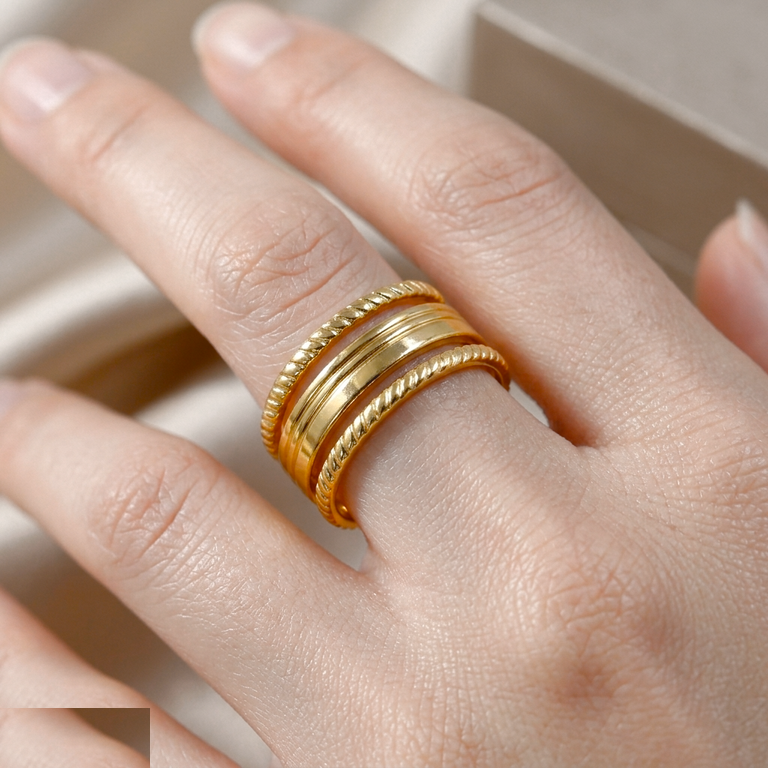 Stainless Steel Triple Layer Ring Adjustable - CRGH