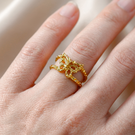 Butterfly Double-Band Stainless Steel Ring Adjustable - CRGH