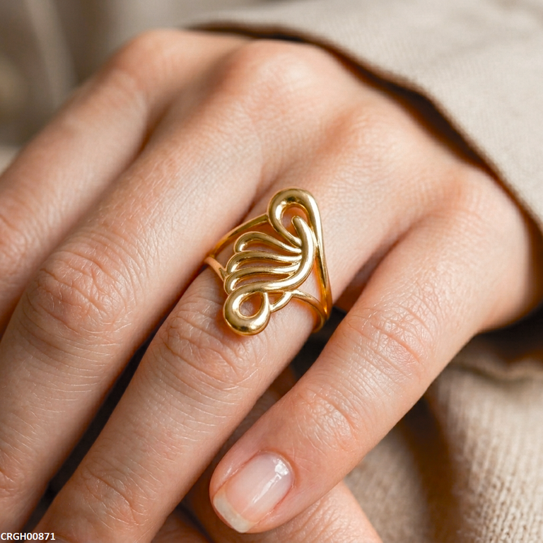 Swirl Wave Stainless Steel Ring Adjustable - CRGH