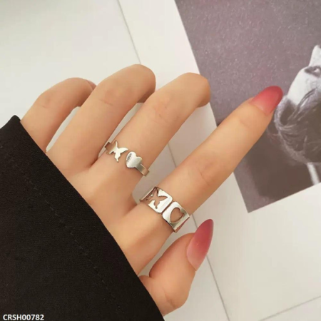 Heart/Butterfly Double Ring Adjustable - CRSH