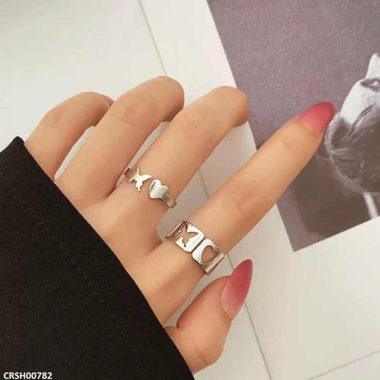 Heart/Butterfly Double Ring Adjustable - CRSH