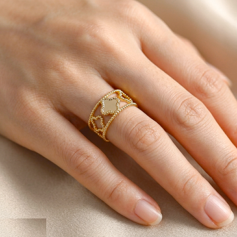 Clover Flower Stainless Steel Ring Adjustable - CRGH